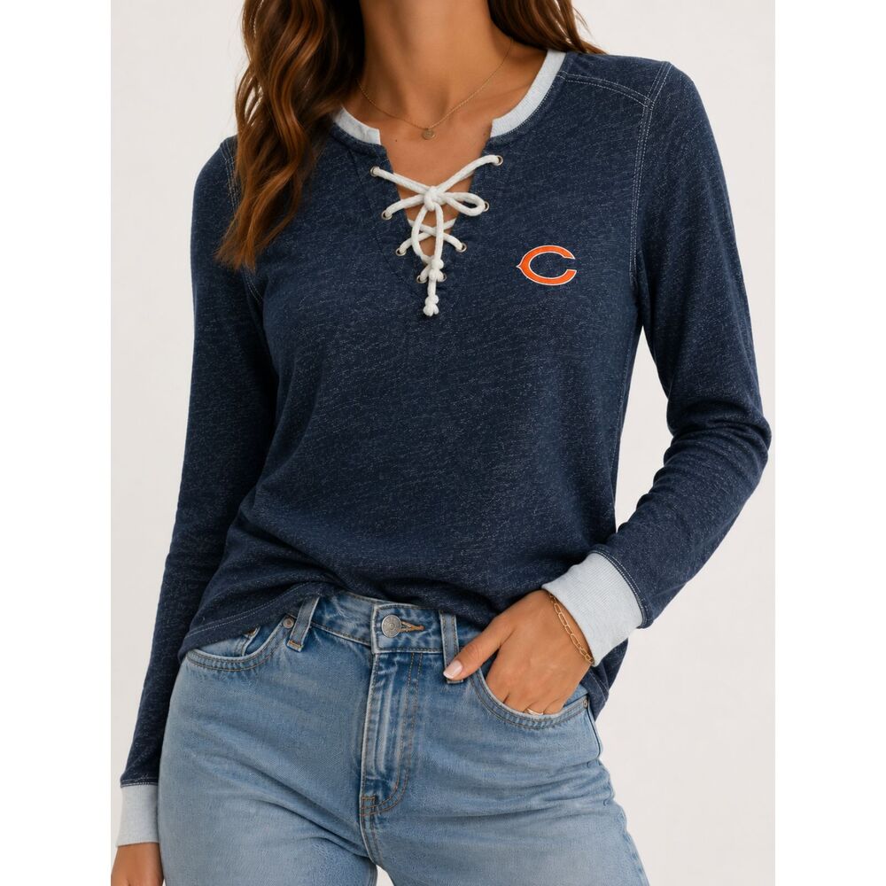 Antigua Chicago Bears Lace Up Sweatshirt Womens Small NFL Long Sleeve Pullover